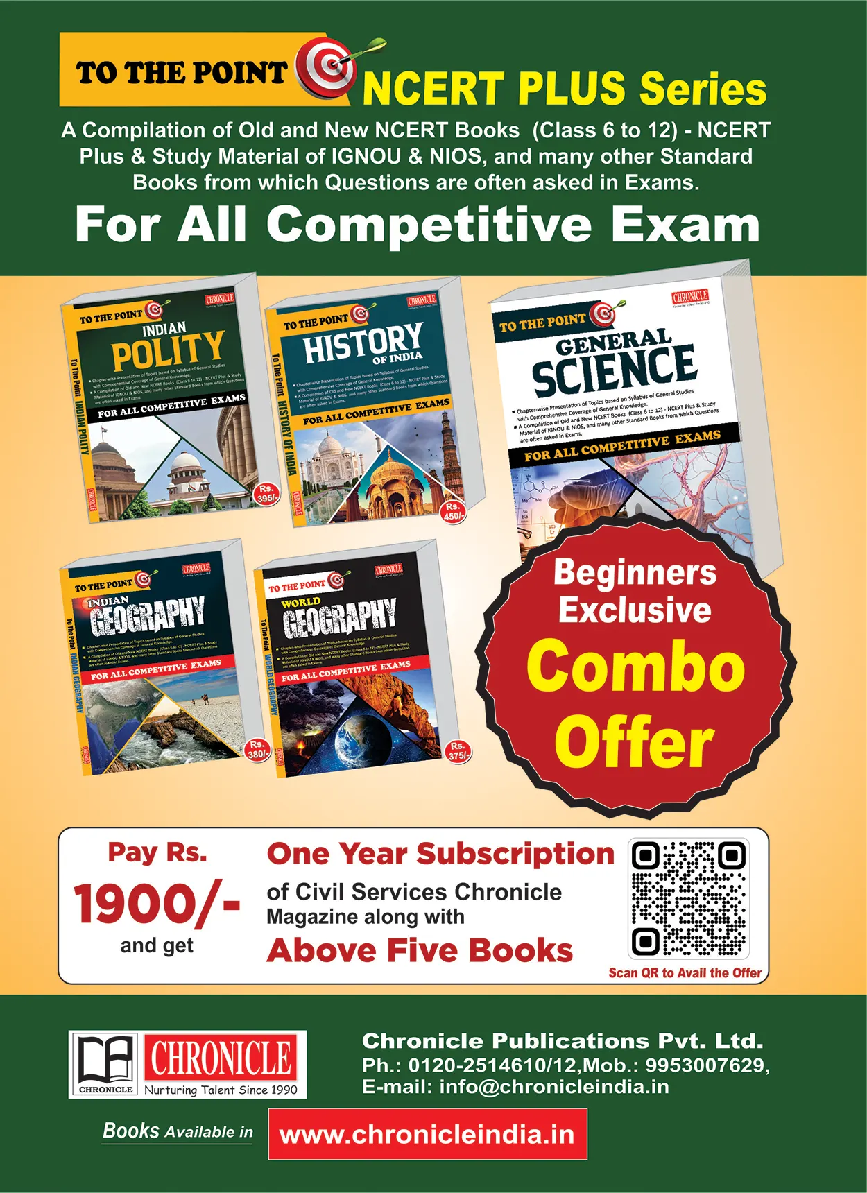 One Year Subscription Of Civil Services Chronicle Magazine Along With Five Books